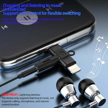 Aux to USB C Adapter for iPhone 17 16 15 14 13 Pro Max Lightning Headphone Jack 3.5mm Audio Cable (2in1) Compatible with Samsung S22 Dual Port for iPod Android Auxiliary Earphone Computer Microphone