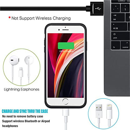 Battery Case for iPhone 6/6s/7/8/SE 2/3nd Gen,10000mAh Portable Charger Case Rechargeable Battery Pack Charging Case Compatible with iPhone SE 2020(2nd Generation)/8/7/6s/6/SE 3nd Gen (4.7 inch)-Black - size: iPhone 6/6s/7/8/SE2/SE3