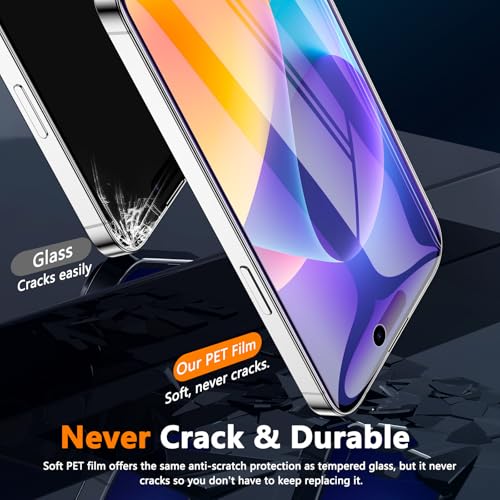 2 Pack for iPhone 16 Pro Privacy Screen Protector Film (NOT Glass), Anti-Spy Flexible PET Film Screen Protector for iPhone 16 Pro with [Easy Installation Tray], Full Coverage, Non-breakable - size: iPhone 16 Pro