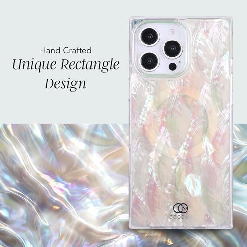 COCOMII Rectangle for iPhone 14 Pro Case, Natural Real Mother of Pearl | Compatible with MagSafe Wireless Charging, Shockproof 10ft Drop Protection, Camera & Screen Protection, Premium Glossy Finish - color: Natural Real Mother of Pearl, size: iPhone 14 P