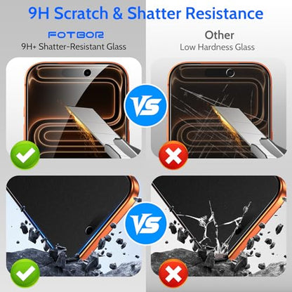 Fotbor [Ultra-Shield 26° True Privacy Screen Protector Compatible with iPhone 17 Pro Max, 2-Pack Elite Matte AG Etched Glass, 9H Anti-Shatter, with [Installation Master Kit] - size: iPhone 17 Pro Max-6.9 inch