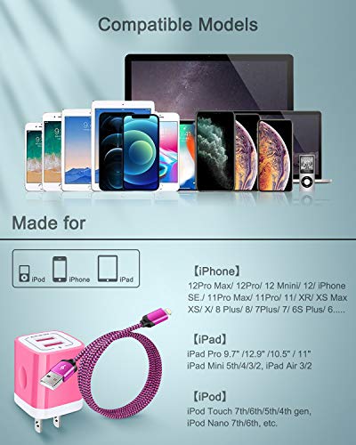 [Apple MFI Certified] iPhone Charger for 14/13/12/12 Mini/12 Pro/12 Pro Max - color: Pink, style: Lightning
