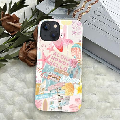 Case Compatible with iPhone 15, Cute Dual Layer Hybrid Phone Cover, Military Grade Drop Protection, Aesthetic Shockproof Phone Case for Women Girls, Pastel Pink Summer Collage - color: Pastel Pink Summer Collage, size: Iphone 15