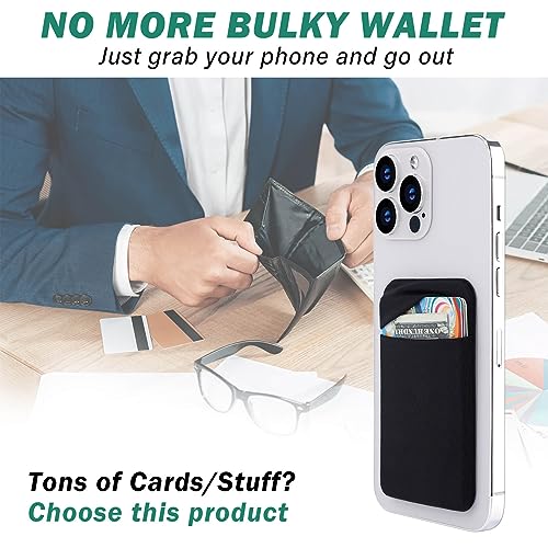 Fulgamo Phone Wallet Stick on,Card Holder for Phone Case,Phone Card Holder - color: 2Black,1Navy Blue