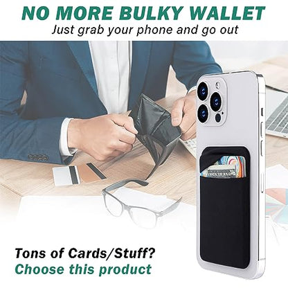 Fulgamo Phone Wallet Stick on,Card Holder for Phone Case,Phone Card Holder - color: 2Black,1Navy Blue