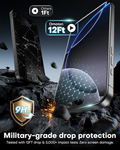 OMOTON 2 Pack for iPhone 16 Pro Privacy Screen Protector 6.3 inch - size: iPhone 16 Pro