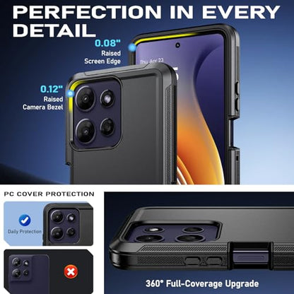 DUEDUE for Motorola G Power 5G 2026 Case, Moto G Power 5G 2025 Case with Belt Clip Holster Shockproof Heavy Duty Kickstand Cover Protective Phone Case for Moto G Power 5G 2026/2025 6.8", Black - size: for Moto G Power 5G 2025/G Power 5G 2026 6.8"