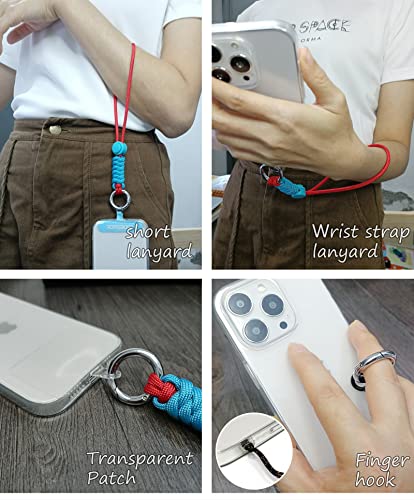 Adjustable Phone Wrist Strap for Women, Woven Bracelet for Keys - color: Bue Red