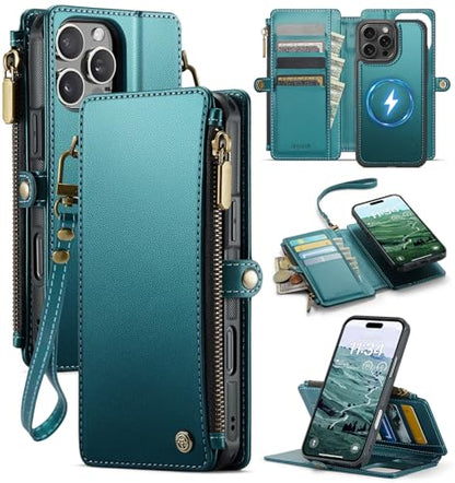for iPhone 16 Pro Max - Phone Case Wallet Magnetic, Turquoise - color: Turquoise, size: iPhone 16 Pro Max