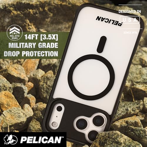Pelican Ranger iPhone 17 Pro Max Case - MagSafe Case - Frosted Clear/Black | Rugged Magnetic Phone Case w/14ft Military-Grade Drop Protection - Anti-Scratch, Heavy Duty Phone Cover for iPhone 17 Pro Max - color: Frosted Clear/Black - Pro Max, style: iPhon