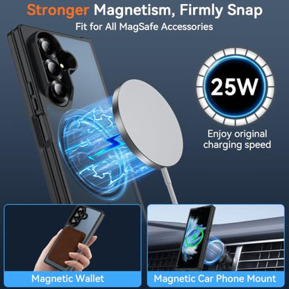 for Samsung Galaxy Z Fold 8 Ultra Case| Galaxy Z Fold 7 Case Magnetic Black | Compatible with MagSafe, Hinge Protection,Translucent Matte Military Grade Protection Shockproof Rugged Phone Cover - color: Z Fold 8 Ultra-Black, size: Galaxy Z Fold 8 Ultra| Z