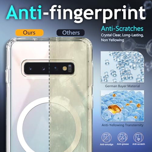 YZB Magnetic for Samsung Galaxy S10 Case, Clear | Compatible with MagSafe | Slim Fit Lightweight Shockproof, Military-Grade Protection, Yellowing Resistant Scratch-Resistant Back - color: Crystal Clear, size: Galaxy S10