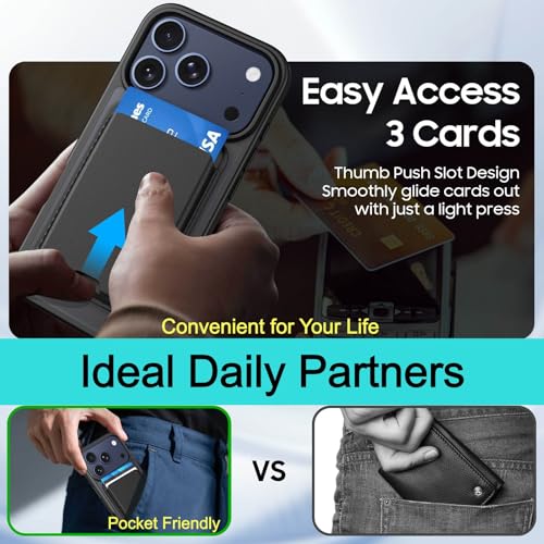 Magnetic for iPhone 17 Pro Wallet Case with Card Holder Black | Compatible with MagSafe, Shockproof Phone Cover with Detachable RFID Blocking Credit Card Slot, Black - color: Black, size: iPhone 17 Pro