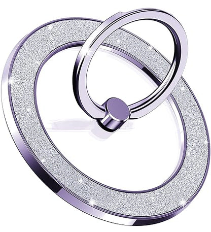 Pikabo Magnetic Phone Ring Holder for MagSafe, Glitter Phone Grip Stand - color: Glitter Purple