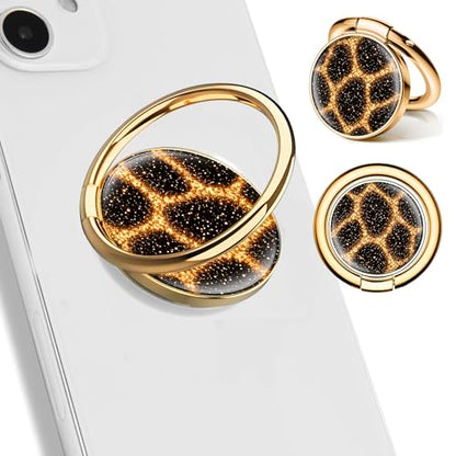 Cell Phone Ring Holder, Cute Phone Ring Grip Stand, 360°Rotation Funny Metal Kickstand Finger Grip Glitter Black Leopard - color: Glitter Black Leopard