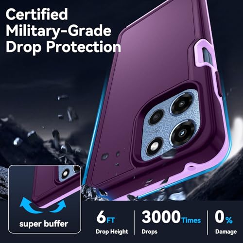 for Motorola Moto G 5G 2025/2026 Case with HD Screen Protector, Moto G Play 2026 Heavy Duty Shockproof Military Grade Full Body Protection Phone Cover (Wine/Pink) - color: Wine/Pink