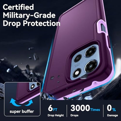 for Motorola Moto G 5G 2025/2026 Case with HD Screen Protector, Moto G Play 2026 Heavy Duty Shockproof Military Grade Full Body Protection Phone Cover (Wine/Pink) - color: Wine/Pink