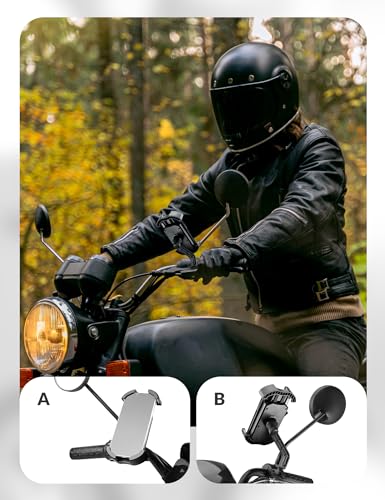ROCKBROS Bike Phone Holder Security Lock Shockproof Bicycle Phone Mount - color: Side View Mirror Mount White