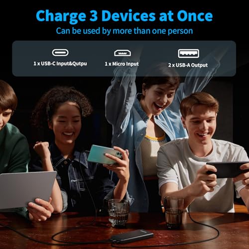 2 Pack Portable Charger, 10000mAh Power Bank, Travel Battery Pack - color: 1-Black&Black