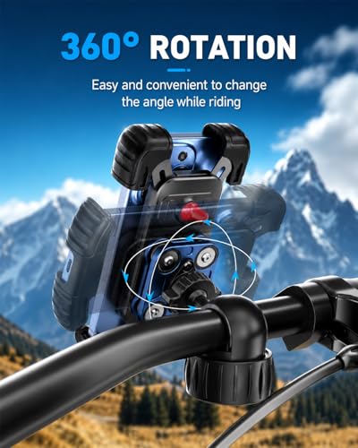 Hiboy Motorcycle Phone Mount Holder - Upgrade Vibration Dampener - 360° Rotatable Bicycle Phone Holder, Bike Scooter Handlebar Phone Clip for 5.1" - 6.8" Smartphones - style: Shock-absorbing