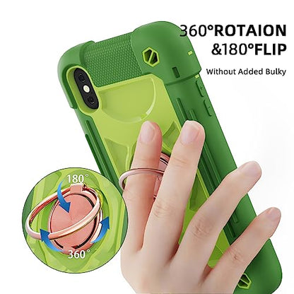 MARKILL Compatible with iPhone X/iPhone Xs Case 5.8 Inch with Ring Stand, Heavy-Duty Military Grade Shockproof Phone Cover for iPhone X/XS. Avocado - color: Avocado, size: iPhone X/iPhone XS 5.8"