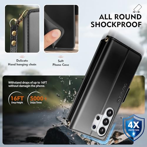 for Samsung Galaxy S26 Ultra Wallet Case with Card Holder RFID Blocking PU Leather Zipper Phone Case Flip Folio Protective Cover Wrist Strap Credit Card Slots Kickstand Men Women,Black - color: Black, size: Samsung Galaxy S26 Ultra - 6.9"