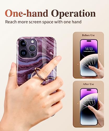 GVIEWIN Marble Cell Phone Ring Holder, Metal Kickstand Grip 360° Rotation - color: A-Quicksand/Purple