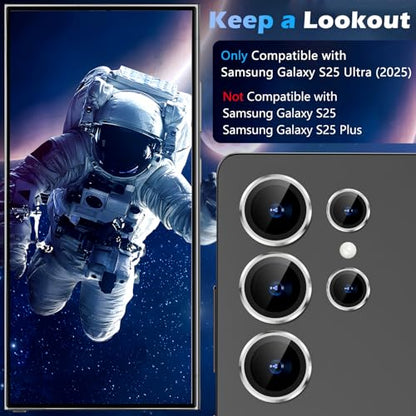 imluckies for Samsung Galaxy S25 Ultra Camera Lens Protector, AR+AF Tempered Glass & 9H Anti-Scratch Metal Individual Lens Cover, HD Clear Camera Protection for S25Ultra, Titanium Silver - color: Silver