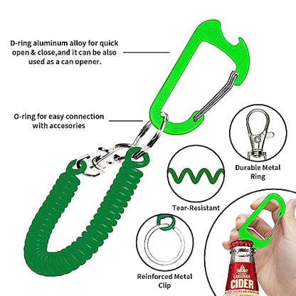 HOTEMIA Phone Tether Lanyard Anti Theft Phone Strap with Carabiner Anti-Drop Outdoor Skiing Hiking Cycling Fishing Climbing fit iPhone and Most Cell Phone (Black+Green) - color: Black+Green