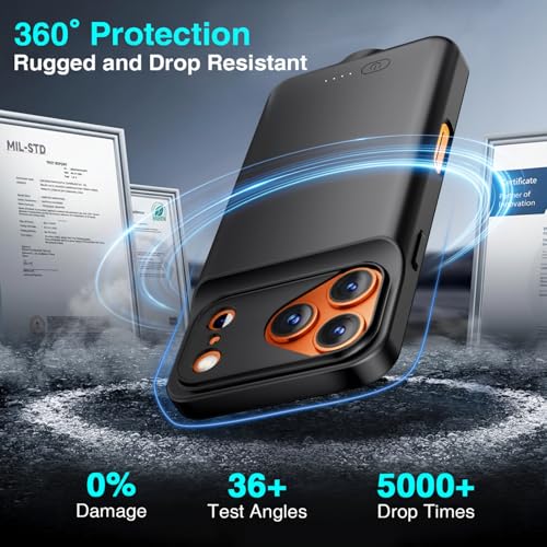 BOPPS Battery Case for iPhone 17 Pro Max 【Support Carplay 】 Powerful 8500mAh Portable Charger Case 360°Protection Rechargeable Extended Charging case for iPhone 17 Pro Max 6.9inch，Black
