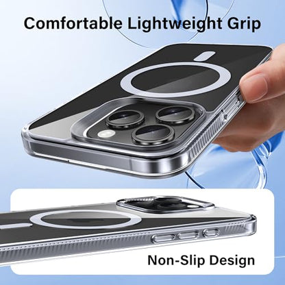 Supdeal Magnetic Clear Case for iPhone 15 Pro Max, [Compatible with MagSafe] [Non Slip Bumper & Not Yellowing] Military Grade Shockproof Transparent Silicone Phone Cover, 6.7", Transparent - color: Transparent, size: iPhone 15 Pro Max