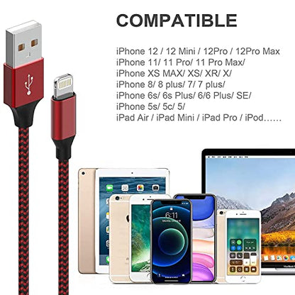 Apple MFi Certified 6Pack 3/3/6/6/6/10 FT iPhone Charger Lightning Cable