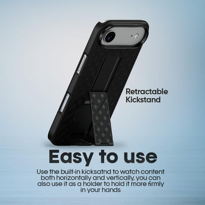 MOTIVE for iPhone Air Case with Belt Clip, Rigid, Kickstand | 6.5" | Ranger v1 Series, Black, 360° holster, open-top/open-bottom port access, textured grip, slim - size: iPhone Air