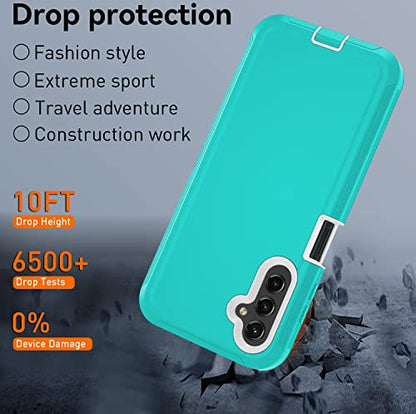 Cellular Phone Case for Samsung Galaxy A14 5G, Heavy Duty Protective, Military Grade, Shockproof, Dust-Proof, Teal/White - color: Teal/White