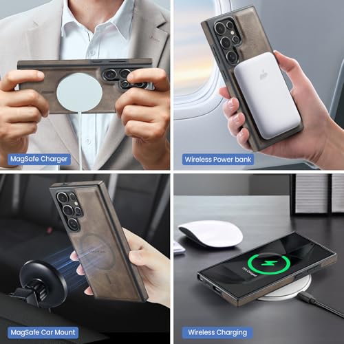 for Samsung Galaxy S26 Ultra 2 in 1 Detachable Card Bag Wallet Case Durable Leather Wallets Magnetic Card Holder 4 Card Slots Ring Stand RFID Blocking Coffee - color: Coffee, size: Samsung Galaxy S26 Ultra