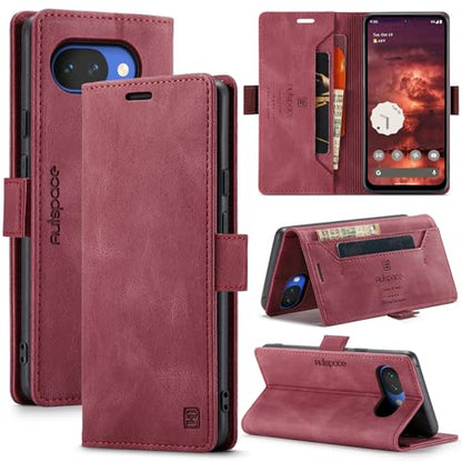 HAII Case for Google Pixel 10a 6.3",PU Leather Folio Flip Wallet Case with Card Holster Stand Kickstand Magnetic Closure Shockproof Phone Cover for Google Pixel 10a (Red) - color: Red