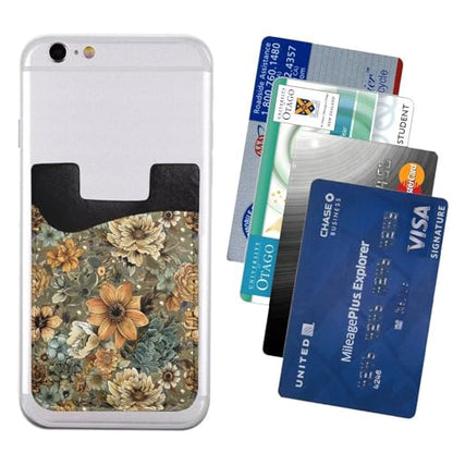 Leather Phone Wallet Retro Flower Cards Holder Compatible with Most Of Cell Phone Mandala Floral Rose Peony ID Card Holder for Back Of Phone - color: Floral Print