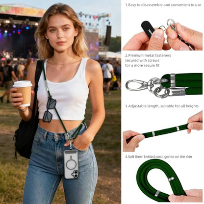 Phone Lanyard, 3 Ways to Wear: Crossbody, Neck and Wrist Strap - color: Green