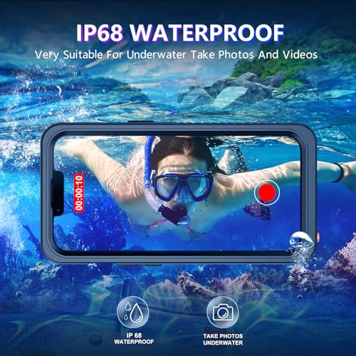 Compatible with iPhone 13 Pro Max Case Waterproof, Built-in Screen & Camera Protector IP68 Underwater Full Body 13FT Military Dropproof Shockproof Phone Case 6.7"-Black/Clear - color: Black, size: iPhone 13 Pro Max