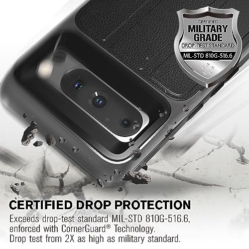 VENA vCommute for Google Pixel 8 Pro Wallet Case, Black | Military-Grade Drop Protection, Premium Leather Magnetic Flap Cover, Hidden Card Holder, RFID Blocking, Multi-Angle Kickstand - size: Google Pixel 8 Pro, style: Pixel 8 Pro