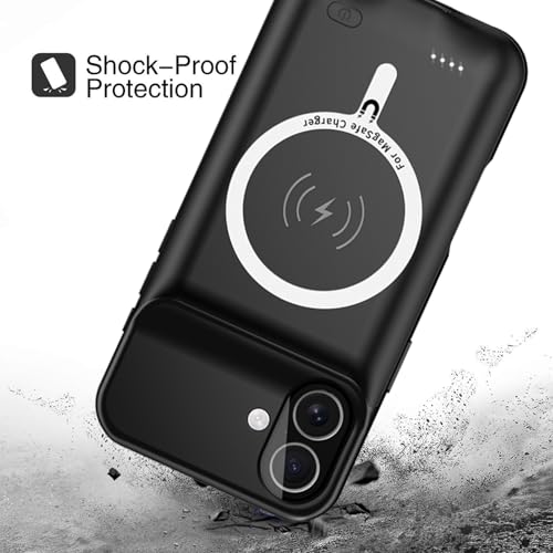 Battery Case for iPhone 16 Plus, Upgraded 12000mAh Pack Rechargeable Charger Case with Wireless Charging Compatible for iPhone 16 Plus (6.7 inch) External Battery Charging Case (Black) - size: iPhone 16 Plus-Black