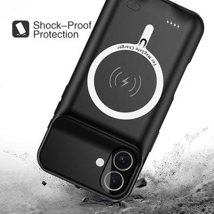 Battery Case for iPhone 16 Plus, Upgraded 12000mAh Pack Rechargeable Charger Case with Wireless Charging Compatible for iPhone 16 Plus (6.7 inch) External Battery Charging Case (Black) - size: iPhone 16 Plus-Black
