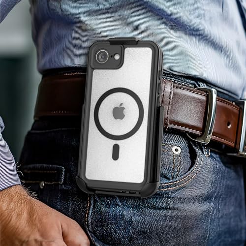 Encased Waterproof Belt Case for iPhone 16e / iPhone 17e (6.1") with Phone Holster Clip (Military Grade) Shockproof, Full Body Cover with Built-in Screen Protector and Port Covers - size: iPhone 16e/17e