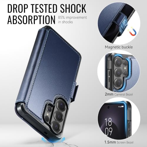 for Samsung S26 Ultra Slim Case Wallet Wireless Charging, Deepblue - color: Deep Blue, size: Samsung Galaxy S26 Ultra
