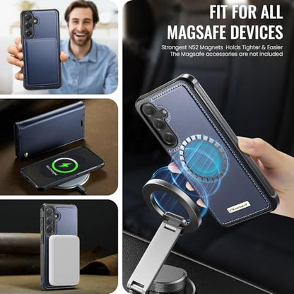 for Samsung Galaxy S25 Plus 2in1 Detachable Wallet Case, Deep Blue | Compatible with Magsafe, Magnetic, RFID Blocking Card Holder, Shockproof, Kickstand, Wireless Charging, PU Leather Flip Cover - color: Deep Blue, size: Galaxy S25 Plus - 6.7"