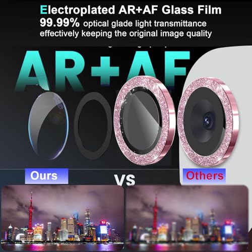 for Samsung Galaxy Z Flip6 Camera Lens Protectors, Glitter Bling Sparkly Camera Cover with Aluminum Edging,Individual Metal Lens Cover [Case Friendly],Bling-Pink - color: Bling-Pink