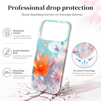 Case Compatible with iPhone 17 Pro Max, 2025 Anti-Yellow Ultra Transparent Soft TPU Phone Case, Shockproof Anti-Slip Slim Lightweight Full Coverage Protective (Flowers 3) - color: Flowers 3