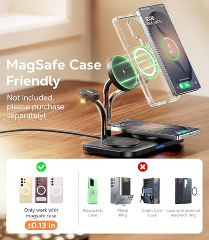 Meifigno 45W 5 in 1 Magnetic Charging Station for Samsung, Dual Phone & Galaxy Watch Wireless Charger Stand, Fast Mag-Safe Charger for Galaxy S26 Ultra/S25/Z Fold7/Flip7, Galaxy Watch Ultra/8/7 & Buds