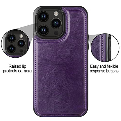 HianDier Wallet Case Compatible with iPhone 12 Pro MAX Case 5G 6.7-inch Slim Protective with Credit Card Slot Holder Flip Folio Soft PU Leather Magnetic Closure Cover, Crystal Purple - color: Crystal Purple