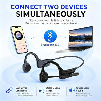 Open-Ear Headphones with Noise-Canceling Mic, Bone Conduction Headphones